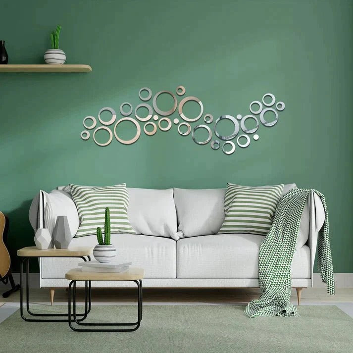 3D Ring 42 Silver Acrylic mirror for wall decor Trendy zone